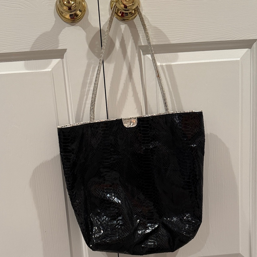 Vintage Carlos Falchi Metallic Tote Bag. Matching Zipper Bag Included.